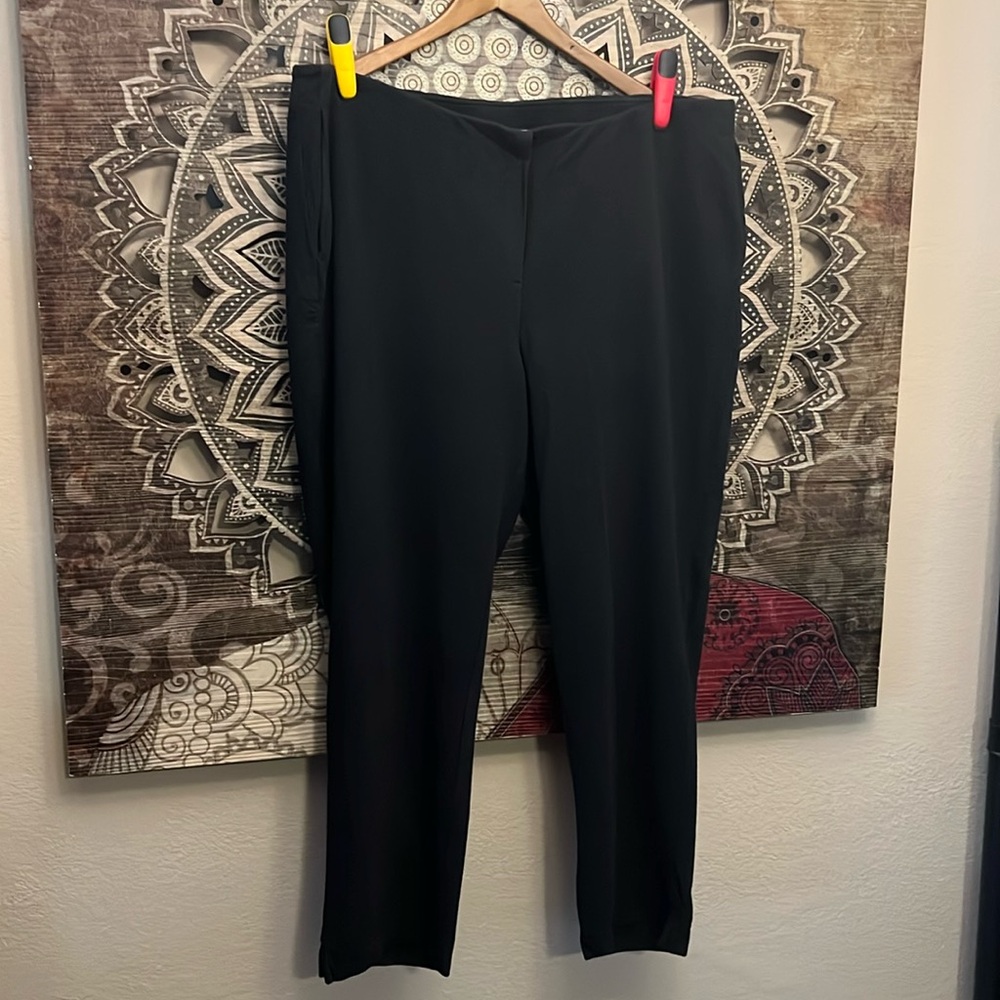 PURE J JILL BLACK ELASTIC WAIST SLIGHT RIB PANTS